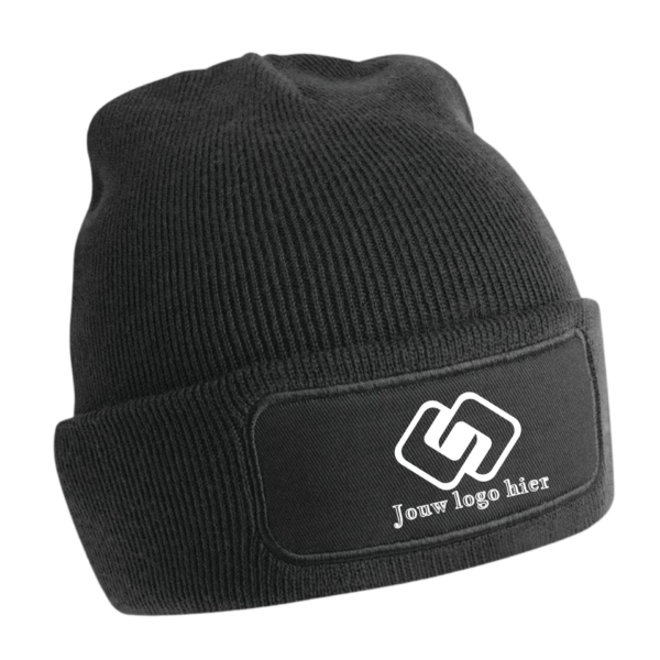 Beechfield Patchbeanie bedrukt met logo