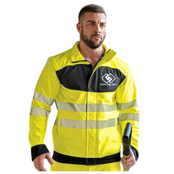 Korntex EOS high visibility softshell jas bedrukt met logo