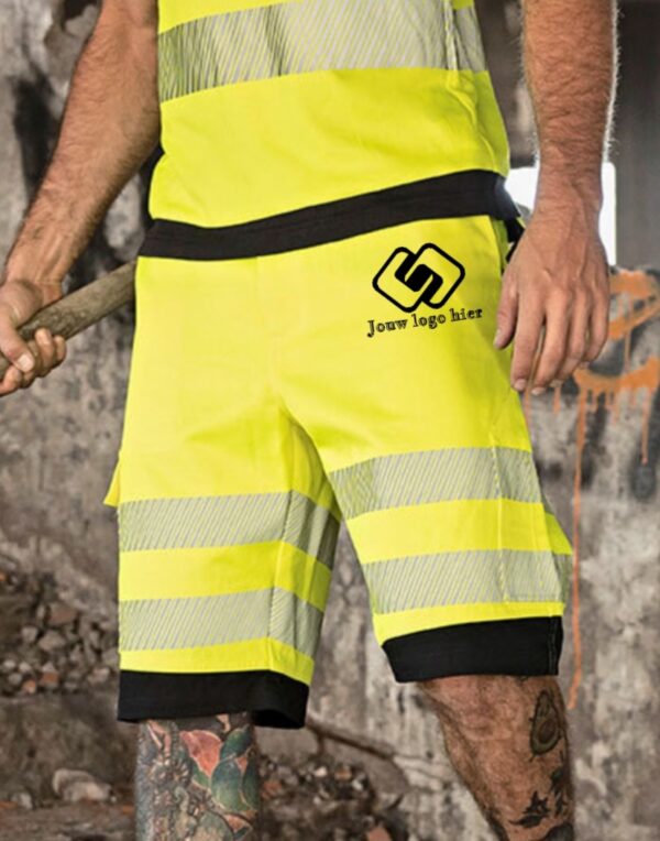 Korntex EOS high visibility korte werkbroek bedrukt met logo