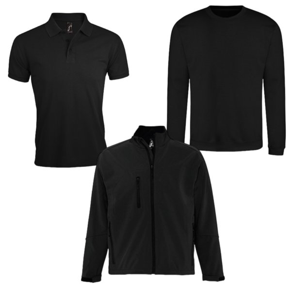 Combideal 5x Sol’s Prime poloshirt, 2x Justhoods sweater en 1x Sol's Relax Softshell jas bedrukt met borstlogo en groot ruglogo - Afbeelding 7