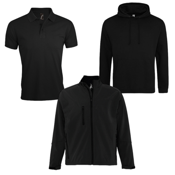 Combideal 5x Sol’s Prime poloshirt, 2x Justhoods hoodie en 1x Sol's Relax Softshell jas bedrukt met borstlogo en groot ruglogo - Afbeelding 8