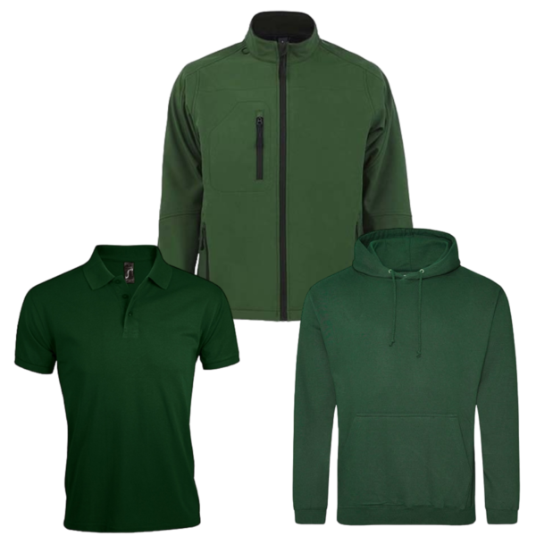 Combideal 5x Sol’s Prime poloshirt, 2x Justhoods hoodie en 1x Sol's Relax Softshell jas bedrukt met borstlogo en groot ruglogo - Afbeelding 4