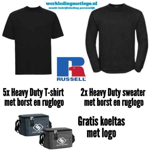 Heavy Duty Combi van Russell met 5x T-shirt en 2x sweater